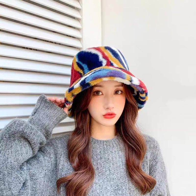 BEARUN Winter Faux Fur Furry Bucket Hat Fluffy Fuzzy Warm Hat Plush Fisherman Hat for Women Men Teens Girls - Image 2